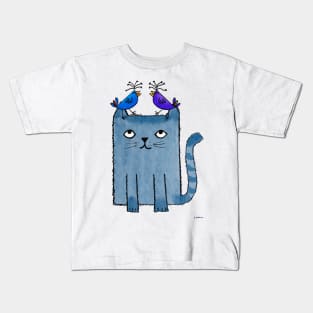 Bird Brain Kitty Kids T-Shirt